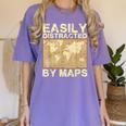 Geography Teacher Easily Distracted By Maps Women's Comfort Colors T-Shirt Violet Geography Teacher Easily Distracted By Maps Women's Comfort Colors T-Shirt Violet