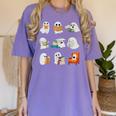 Ghost Reading Teacher Halloween Librarian Book Lover School Women's Comfort Colors T-Shirt Violet Ghost Reading Teacher Halloween Librarian Book Lover School Women's Comfort Colors T-Shirt Violet