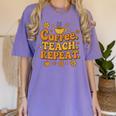 Groovy Coffee Teach Repeat Retro Teacher Women's Comfort Colors T-Shirt Violet Groovy Coffee Teach Repeat Retro Teacher Women's Comfort Colors T-Shirt Violet