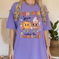 Groovy Pumpkin Spice Makes Teacher Nice Fall Thanksgiving Women's Comfort Colors T-Shirt Violet Groovy Pumpkin Spice Makes Teacher Nice Fall Thanksgiving Women's Comfort Colors T-Shirt Violet
