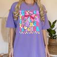 Groovy Teacher Cute Coquette Bow Flower Retro Back To School Women's Comfort Colors T-Shirt Violet