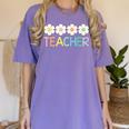 Groovy Teacher Cute Daisy Flower Retro Back To School Women's Comfort Colors T-Shirt Violet Groovy Teacher Cute Daisy Flower Retro Back To School Women's Comfort Colors T-Shirt Violet
