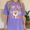 Groovy Teaching My Boos Teacher Ghost Halloween Teacher Women's Comfort Colors T-Shirt Violet Groovy Teaching My Boos Teacher Ghost Halloween Teacher Women's Comfort Colors T-Shirt Violet