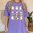 Halloween Ghost Playing Musical Instruments Music Teacher Women's Comfort Colors T-Shirt Violet Halloween Ghost Playing Musical Instruments Music Teacher Women's Comfort Colors T-Shirt Violet