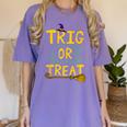 Halloween Math Teacher Trig Or Treat Student School College Women's Comfort Colors T-Shirt Violet Halloween Math Teacher Trig Or Treat Student School College Women's Comfort Colors T-Shirt Violet