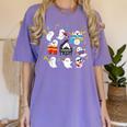 Halloween Music Teacher Ghost Playing Musical Instruments Women's Comfort Colors T-Shirt Violet Halloween Music Teacher Ghost Playing Musical Instruments Women's Comfort Colors T-Shirt Violet