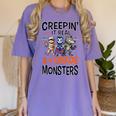 Halloween Teacher Creepin It Real With My 4th Grade Monsters Women's Comfort Colors T-Shirt Violet Halloween Teacher Creepin It Real With My 4th Grade Monsters Women's Comfort Colors T-Shirt Violet
