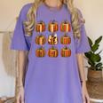Halloween Teacher Fall Book Pumpkin Retro Reading Women's Comfort Colors T-Shirt Violet