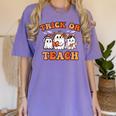 Halloween Teacher Ghosts Trick Or Teach Retro Costume Women Women's Comfort Colors T-Shirt Violet Halloween Teacher Ghosts Trick Or Teach Retro Costume Women Women's Comfort Colors T-Shirt Violet