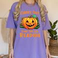Halloween Teacher Librarian Pumpkin Reading Books Men Women Kids Women's Comfort Colors T-Shirt Violet