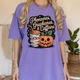 Halloween Teacher Phonemes Graphemes Caffeine Coffee Lover Women's Comfort Colors T-Shirt Violet Halloween Teacher Phonemes Graphemes Caffeine Coffee Lover Women's Comfort Colors T-Shirt Violet