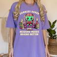 Halloween Teacher Zombie Reading Is Good For Brains Women's Comfort Colors T-Shirt Violet
