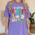 Happy First Day Of School Teacher Back To School Student Women's Comfort Colors T-Shirt Violet Happy First Day Of School Teacher Back To School Student Women's Comfort Colors T-Shirt Violet