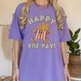 Happy Fri Yay Retro French Fries Friday Lovers Fun Teacher Women's Comfort Colors T-Shirt Violet