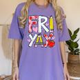 Happy Fri-Yay Teacher Back To School Friday Lovers Women's Comfort Colors T-Shirt Violet Happy Fri-Yay Teacher Back To School Friday Lovers Women's Comfort Colors T-Shirt Violet