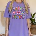 Happy Fri-Yay Teacher Fry Yay Friday Weekend Cute Fri-Yay Women's Comfort Colors T-Shirt Violet