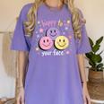 Happy To See Your Face Smile Face Teacher Back To School Women's Comfort Colors T-Shirt Violet Happy To See Your Face Smile Face Teacher Back To School Women's Comfort Colors T-Shirt Violet