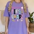 Hello First Grade Teacher Coquette Pencil Bow Back To School Women's Comfort Colors T-Shirt Violet