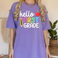 Hello First Grade Team 1st Grade Back To School Teacher Kids Women's Comfort Colors T-Shirt Violet Hello First Grade Team 1st Grade Back To School Teacher Kids Women's Comfort Colors T-Shirt Violet