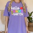 Hello Kindergarten Team Kinder Back To School Teacher Kids Women's Comfort Colors T-Shirt Violet Hello Kindergarten Team Kinder Back To School Teacher Kids Women's Comfort Colors T-Shirt Violet
