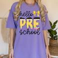 Hello Pre-K Preschool Back To School First Day Teacher Kids Women's Comfort Colors T-Shirt Violet