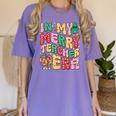 In My Holly Xmas Jolly Teacher Era Teacher Vibes Christmas Women's Comfort Colors T-Shirt Violet In My Holly Xmas Jolly Teacher Era Teacher Vibes Christmas Women's Comfort Colors T-Shirt Violet