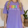 Hooray It's Library Day Teacher Reader Books Back To School Women's Comfort Colors T-Shirt Violet