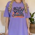 I'm Batty About My Students Watercolor Bat Teacher Halloween Women's Comfort Colors T-Shirt Violet I'm Batty About My Students Watercolor Bat Teacher Halloween Women's Comfort Colors T-Shirt Violet
