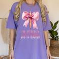 I'm Literally Just a Teacher Pencil Coquette Bow School Women's Comfort Colors T-Shirt Violet