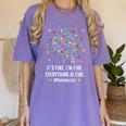 It's Fine I'm Fine Christmas Light Principal Teacher Xmas Men Women Women's Comfort Colors T-Shirt Violet