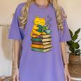 Kawaii Cats Lover Coffee Books Teacher Librarian Cat Women's Comfort Colors T-Shirt Violet