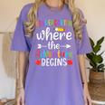 Kindergarten Where The Adventure Begins Shirt Children's Teacher Women's Comfort Colors T-Shirt Violet Kindergarten Where The Adventure Begins Shirt Children's Teacher Women's Comfort Colors T-Shirt Violet