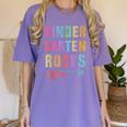 KINDERGARTEN ROCKS Teacher Crew Rock Star Kinder Team Women's Comfort Colors T-Shirt Violet KINDERGARTEN ROCKS Teacher Crew Rock Star Kinder Team Women's Comfort Colors T-Shirt Violet