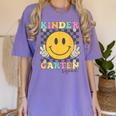 Kindergarten Squad Smile Face Teachers Kids Back To School Women's Comfort Colors T-Shirt Violet Kindergarten Squad Smile Face Teachers Kids Back To School Women's Comfort Colors T-Shirt Violet
