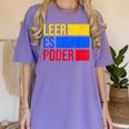 Leer Es Poder Colombian Spanish Teacher Maestra Colombia Women's Comfort Colors T-Shirt Violet Leer Es Poder Colombian Spanish Teacher Maestra Colombia Women's Comfort Colors T-Shirt Violet
