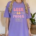 Leer Es Poder Groovy Spanish Teacher Bilingual Maestra Men Women Women's Comfort Colors T-Shirt Violet