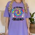 Let The Games Field Day Begin Tie Dye Adults Teacher Kids Women's Comfort Colors T-Shirt Violet