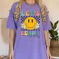 Let's Learn Today Smile Face Back To School For Teacher Kids Women's Comfort Colors T-Shirt Violet