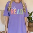 Let's Read Book Nerd Reading Book Lover Librarian Teacher Women's Comfort Colors T-Shirt Violet Let's Read Book Nerd Reading Book Lover Librarian Teacher Women's Comfort Colors T-Shirt Violet