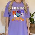 Librarian Boo Crew Teacher Student Halloween Costume Women's Comfort Colors T-Shirt Violet