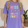 Little MISS SMARTY PANTS School Grad Teacher Last Day Women's Comfort Colors T-Shirt Violet