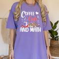 I Love Math Cats And Coffee Heart Mathematics Teacher Women's Comfort Colors T-Shirt Violet