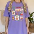 Merry And Bright Christmas Gingerbread Santa Book Teacher Women's Comfort Colors T-Shirt Violet
