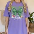 One Lucky Teacher Coquette Bow St Patricks Day Teacher Women's Comfort Colors T-Shirt Violet