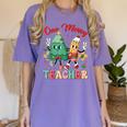 One Merry Teacher Groovy Christmas Tree Pjs Xmas Teacher Women's Comfort Colors T-Shirt Violet One Merry Teacher Groovy Christmas Tree Pjs Xmas Teacher Women's Comfort Colors T-Shirt Violet