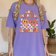 One Thankful Teacher Fall Leaves Thanksgiving Retro Women's Comfort Colors T-Shirt Violet One Thankful Teacher Fall Leaves Thanksgiving Retro Women's Comfort Colors T-Shirt Violet