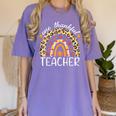 One Thankful Teacher Thanksgiving Rainbow Leopard Fall Women's Comfort Colors T-Shirt Violet One Thankful Teacher Thanksgiving Rainbow Leopard Fall Women's Comfort Colors T-Shirt Violet