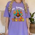One Thankful Teacher Thanksgiving Turkey Cute Crayon Pencil Women's Comfort Colors T-Shirt Violet One Thankful Teacher Thanksgiving Turkey Cute Crayon Pencil Women's Comfort Colors T-Shirt Violet