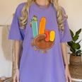 One Thankful Teacher Thanksgiving Turkey Peace Hand Sign Women's Comfort Colors T-Shirt Violet One Thankful Teacher Thanksgiving Turkey Peace Hand Sign Women's Comfort Colors T-Shirt Violet