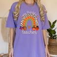 One Thankful Teacher Thanksgiving Turkey Rainbow Fall Women's Comfort Colors T-Shirt Violet One Thankful Teacher Thanksgiving Turkey Rainbow Fall Women's Comfort Colors T-Shirt Violet